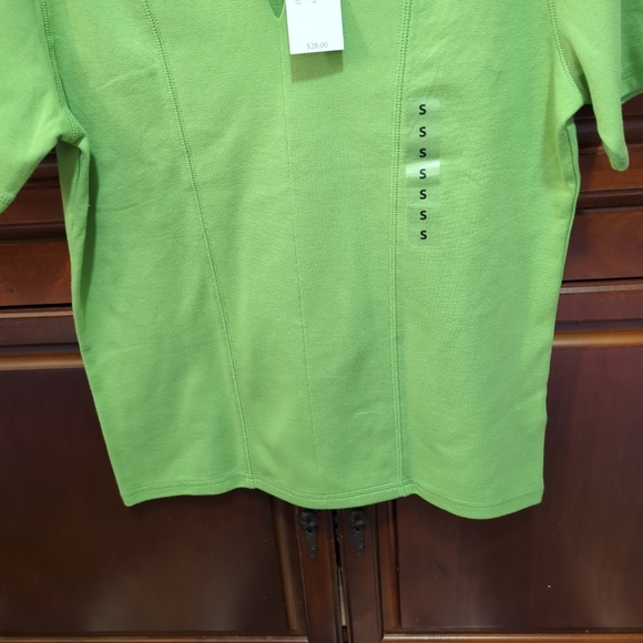 Hannah 💚💚 Sportswear Womens Size S Woven Short Sleeve Top Cotton/Spandex NWT - Picture 3 of 7